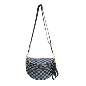 4721 Checkered Crossbody Bag Nylon Bum Bags Spacious Handbags Checkered